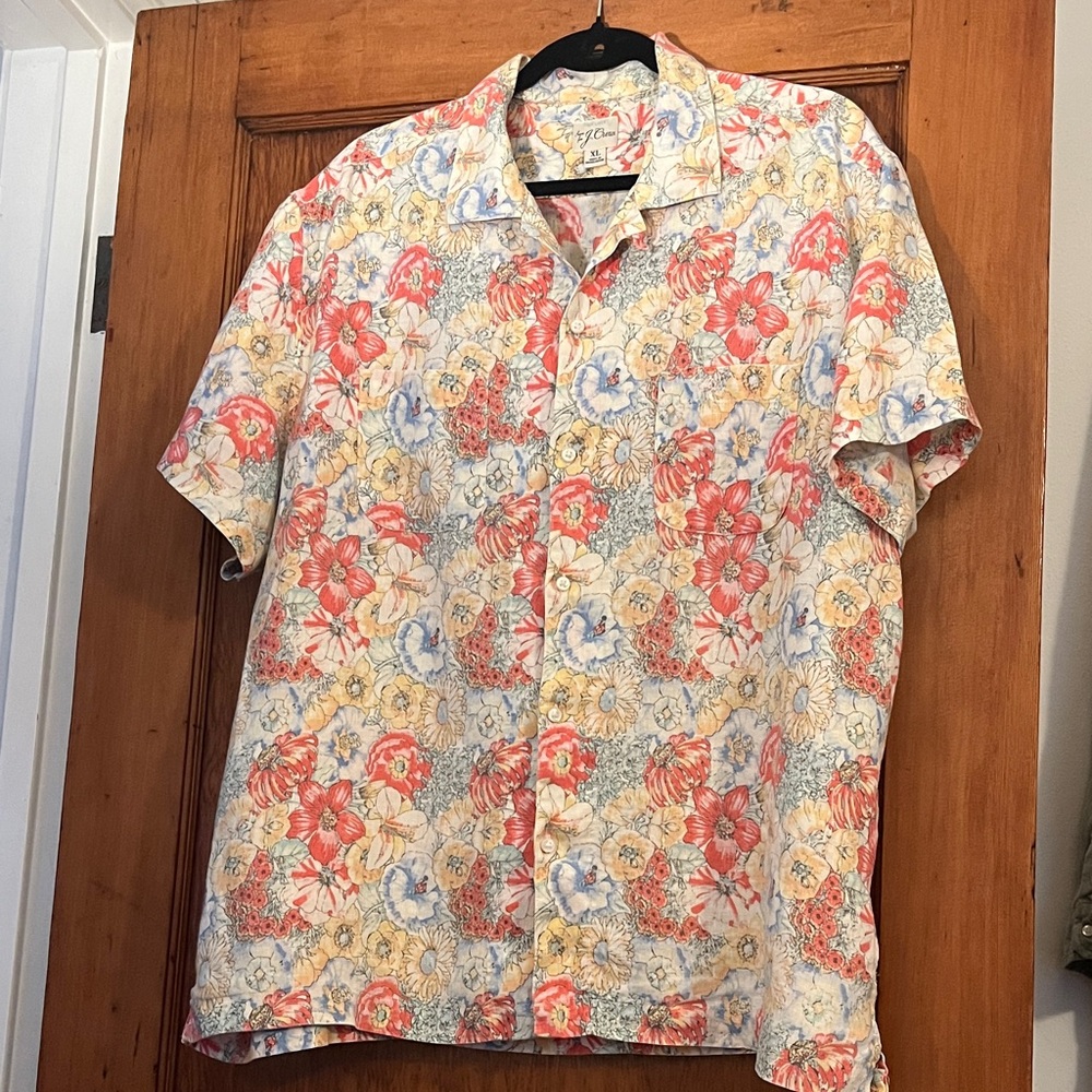 J. Crew Red and Blue Floral Button-Down Shirt